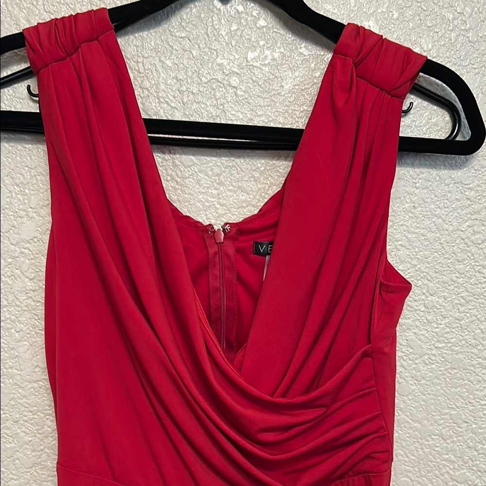 Red Draped Women's Dress